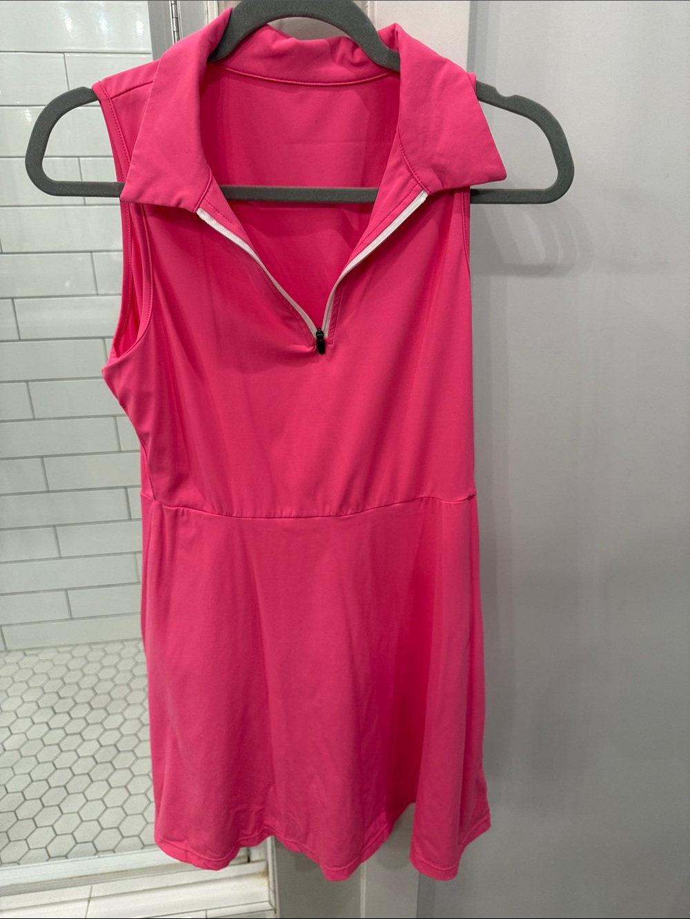 Sleeveless Pink Polo Dress with Zip Front